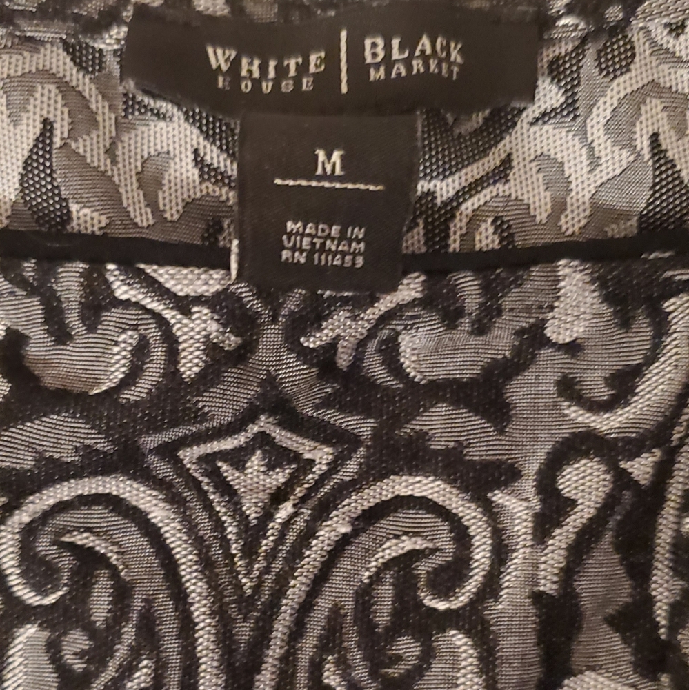 White House Black Market Black and Silver Gray Jacquard  Corset Tank Top Size M - Picture 4 of 7